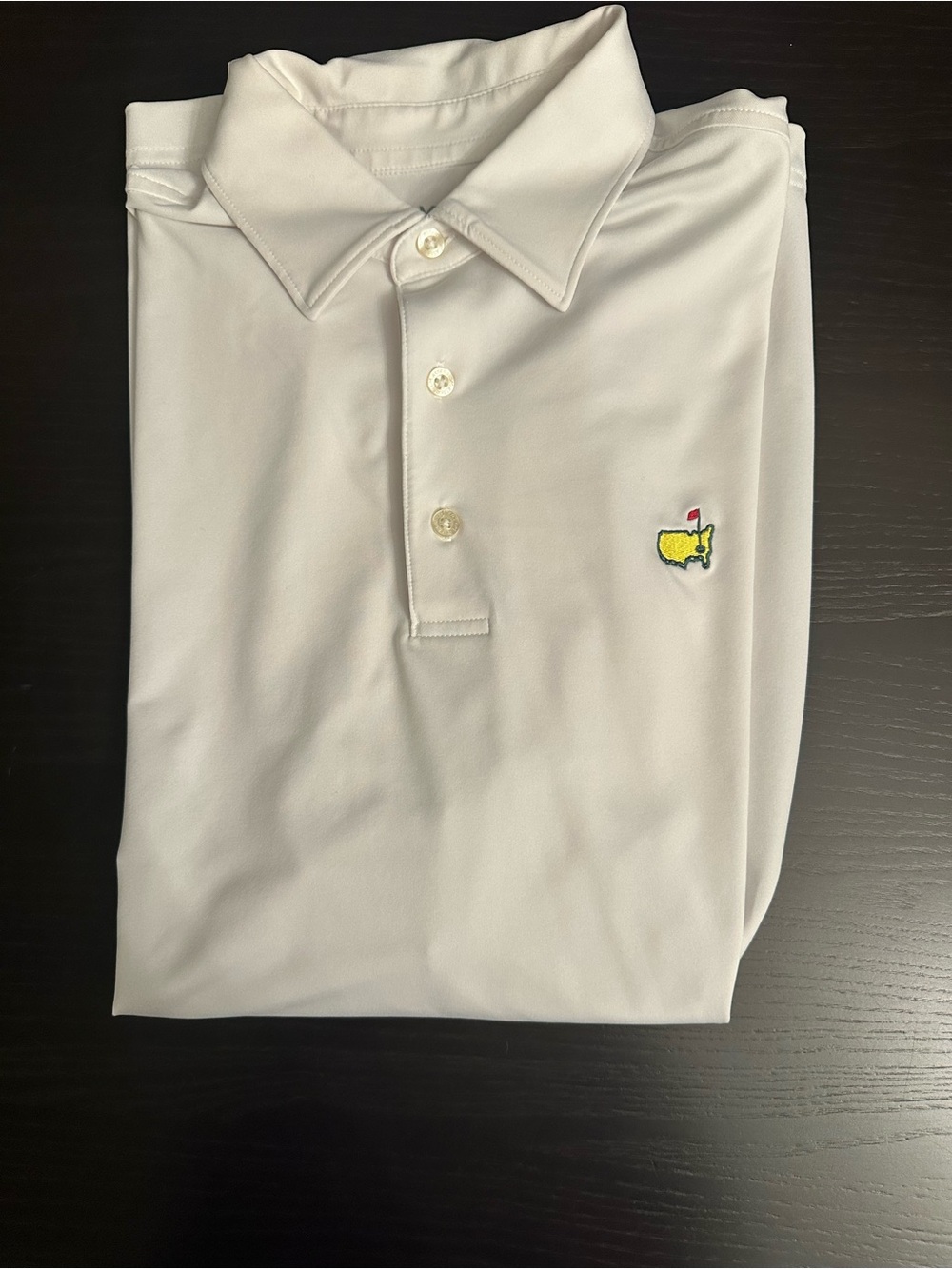 Masters White Polo with Yellow & Green Embroidered Logo